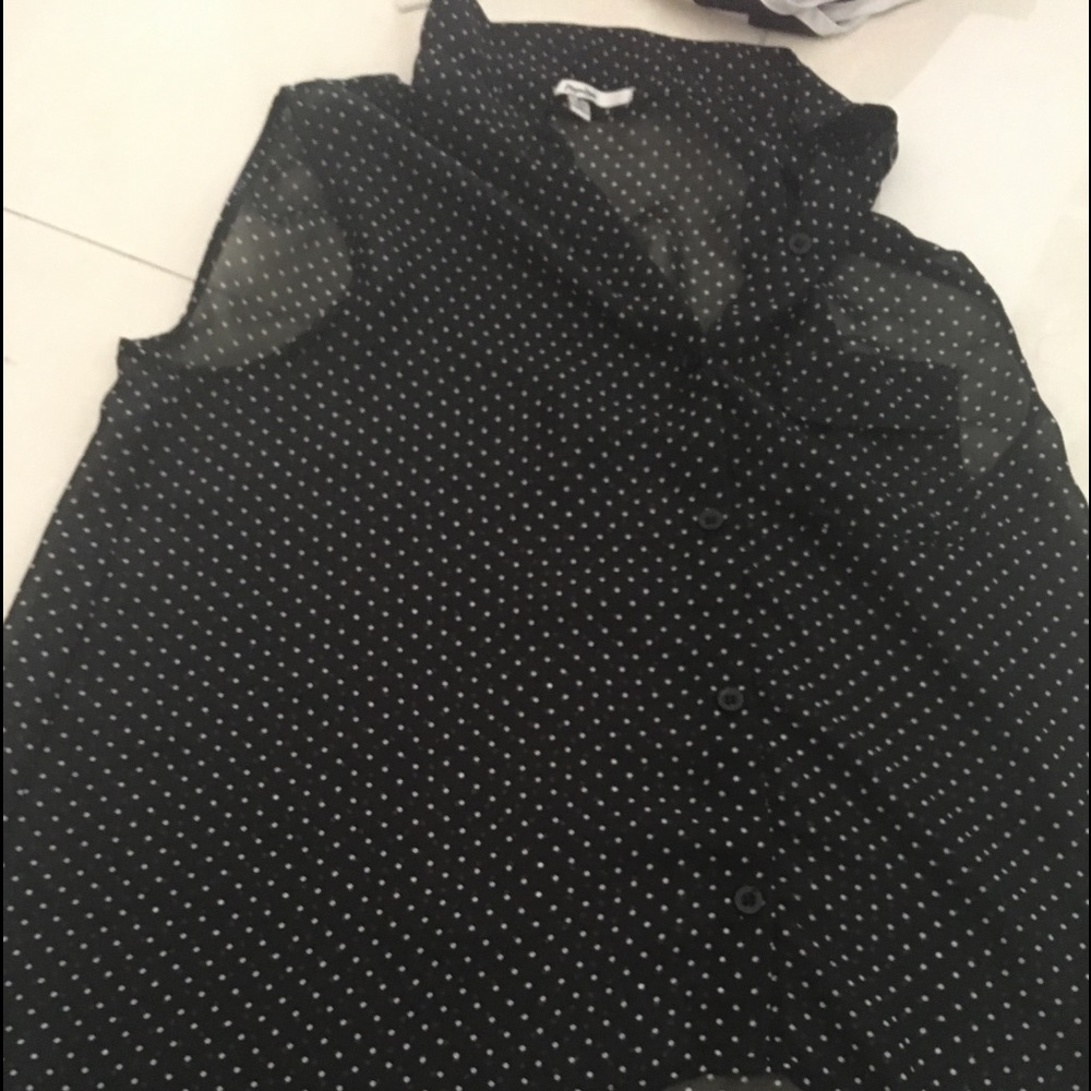 Sheer Black Polka-dot Blouse